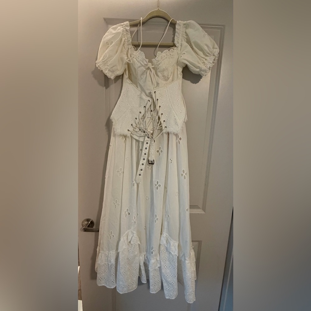 Lacemade "I Flipped" White Ivory Cottagecore Dress size Medium - Picture 11 of 13